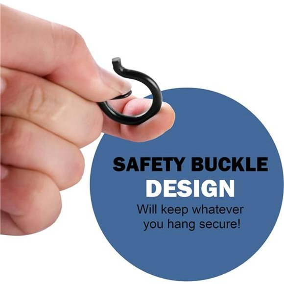 20 PCS Q Hanger Hooks with Safety Buckle, Windproof Screw Hooks 2.2 ", Black - Picture 2 of 7